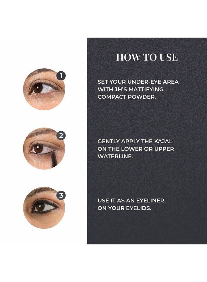 Just Herbs Retractable 2 In 1 Herbal Eyeliner + Kajal With Almond Oil & Vitamin E 11 Hour Stay Singlestroke Smudgeproof & Fadeproof Black 0.3G - Image 5