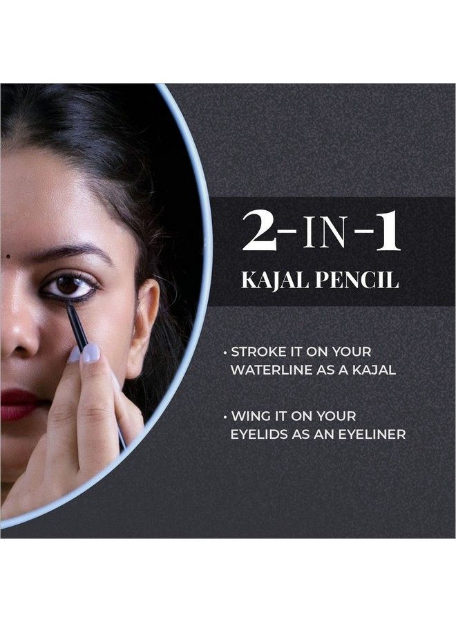 Just Herbs Retractable 2 In 1 Herbal Eyeliner + Kajal With Almond Oil & Vitamin E 11 Hour Stay Singlestroke Smudgeproof & Fadeproof Black 0.3G - Image 4