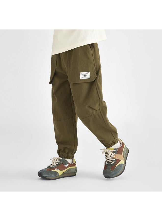 Pleated】boys' Pants, Spring And Autumn Outdoor Durable Breathable Trousers, Soft Washed Cotton Casual Pants For Children - Image 2