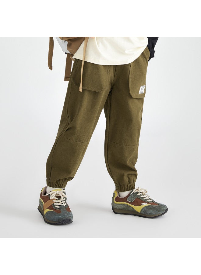 Pleated】boys' Pants, Spring And Autumn Outdoor Durable Breathable Trousers, Soft Washed Cotton Casual Pants For Children - Image 5
