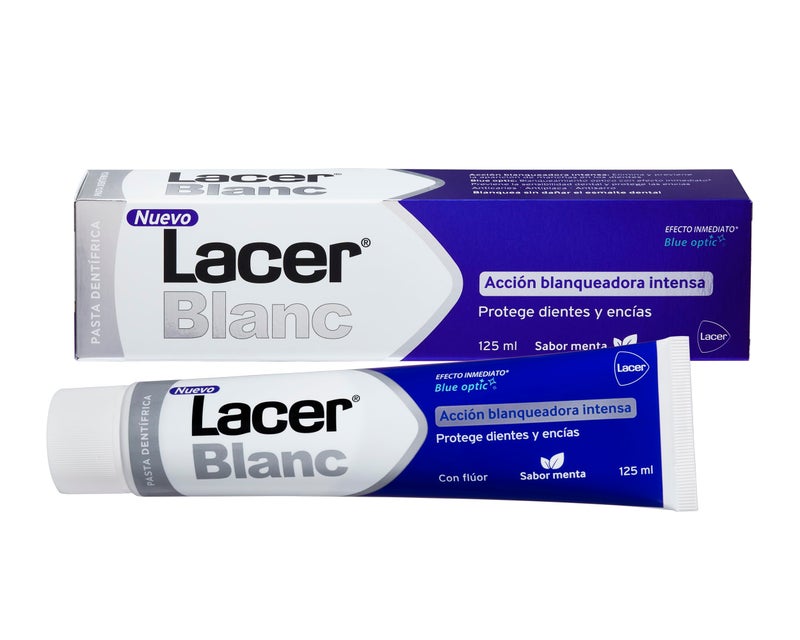 LACER BLANC - Plus 125 ml, New Mint Toothpaste, Whitening Action, Removes Tooth Stains, Prevents Plaque, Tartar and Tooth Sensitivity, Gum Protection - Image 1