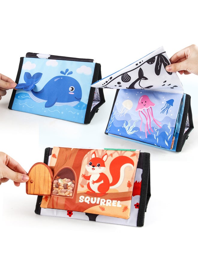 English Tear Not To Rip With Ring Paper Baby Cloth Book Toy Three-dimensional Baby Cloth Book Toy Animal-Color:115-87b Marine Animal Model 135g  - Image 3