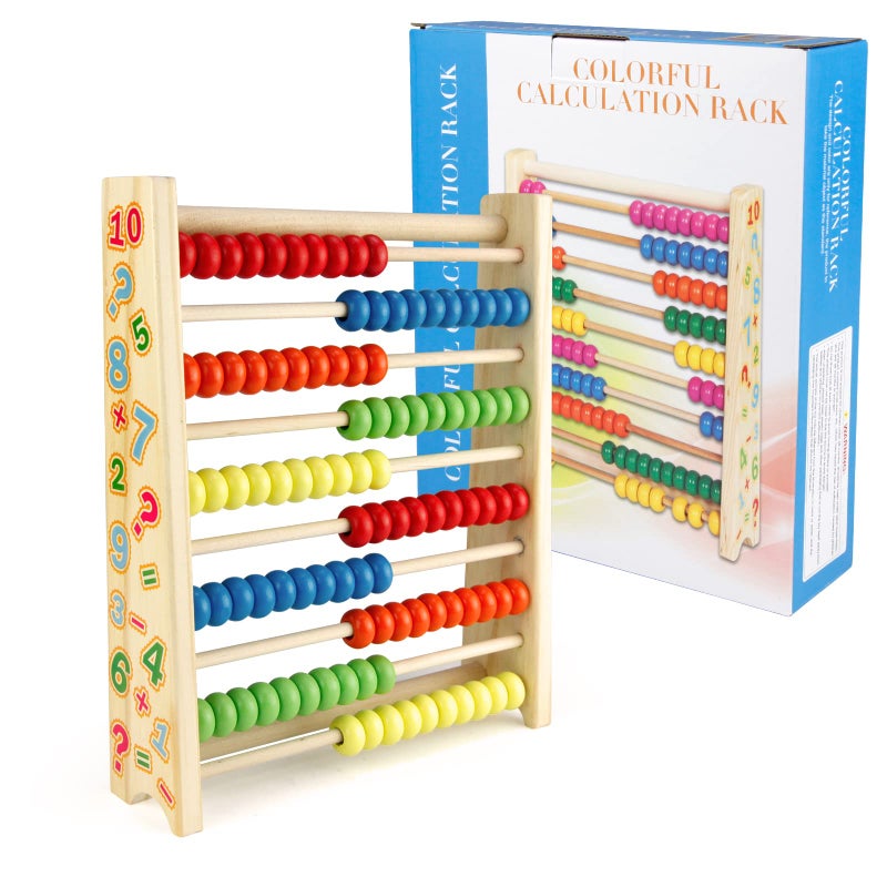 Sealive Classic Wooden Abacus for Kids Math Educational Counting Toy with 100 Beads 123 Learning Number Abacus for Toddler Mathematics Toy Beads Game for Preschool Children Kindergarten
