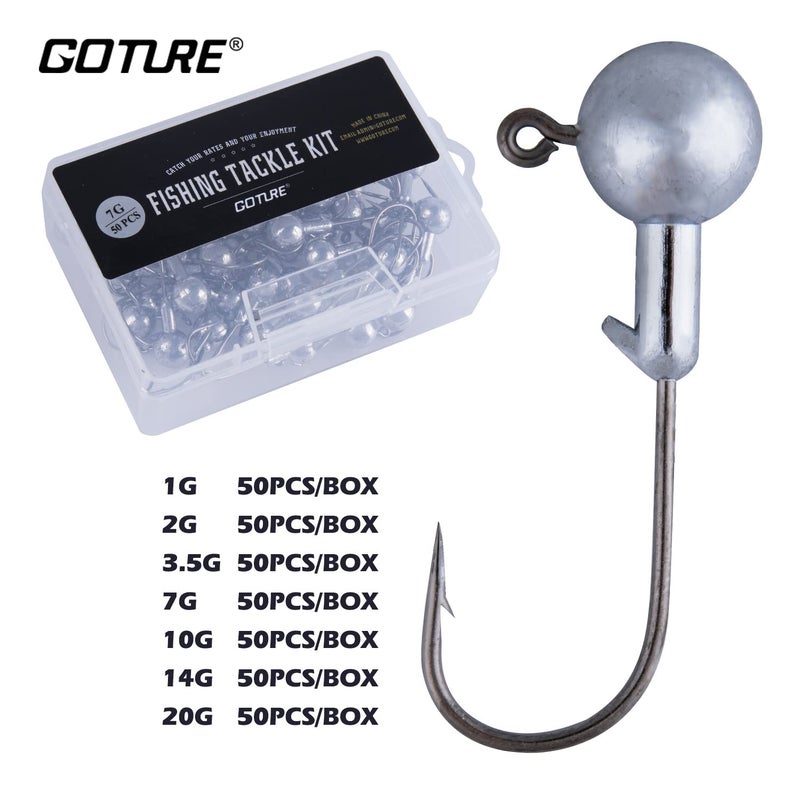 Goture Round Jig Heads, Lead Hooks for Freshwater Saltwater Fishing, Swimbait Jig Heads with Fishing Box - 50pcs (1/16oz) - Image 5