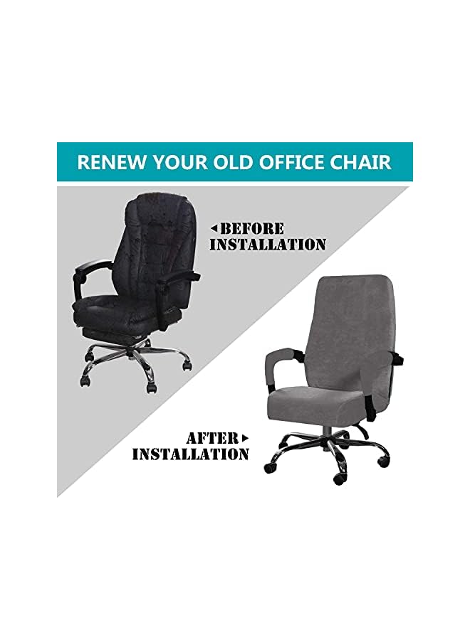 The Bros Office Chair Cover Velvet Computer Chair Cover Stretch Rotating Chair Cover Removable Swivel Slipcover Boss Chair Cover Protectors High Back Large (Gray,Large) - Image 4
