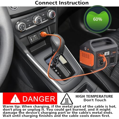 Tonton 12V/24V 2M Car Charger 14AWG Compatible with Jackery/BLUETTI/Anker/GRECELL/Goal Zero Yeti/Westinghouse Portable Power Station 15A DC 8.0mm Car Cigarette Lighter Charging Cable with DC7909 + 8020 Plug - Image 5