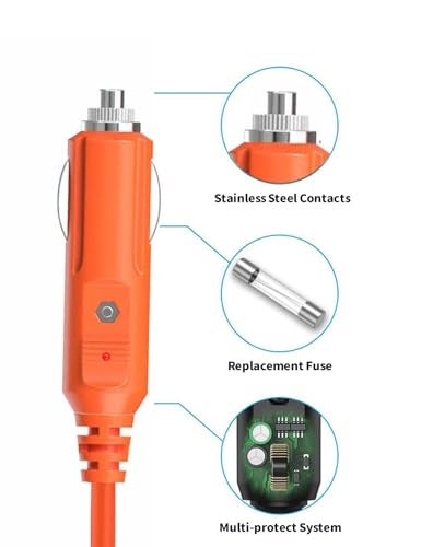 Tonton 12V/24V 2M Car Charger 14AWG Compatible with Jackery/BLUETTI/Anker/GRECELL/Goal Zero Yeti/Westinghouse Portable Power Station 15A DC 8.0mm Car Cigarette Lighter Charging Cable with DC7909 + 8020 Plug - Image 2