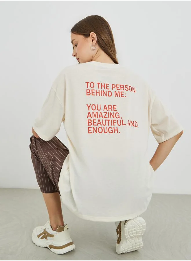 Take Two Take Two Slogan Print Regular Fit T-Shirt
