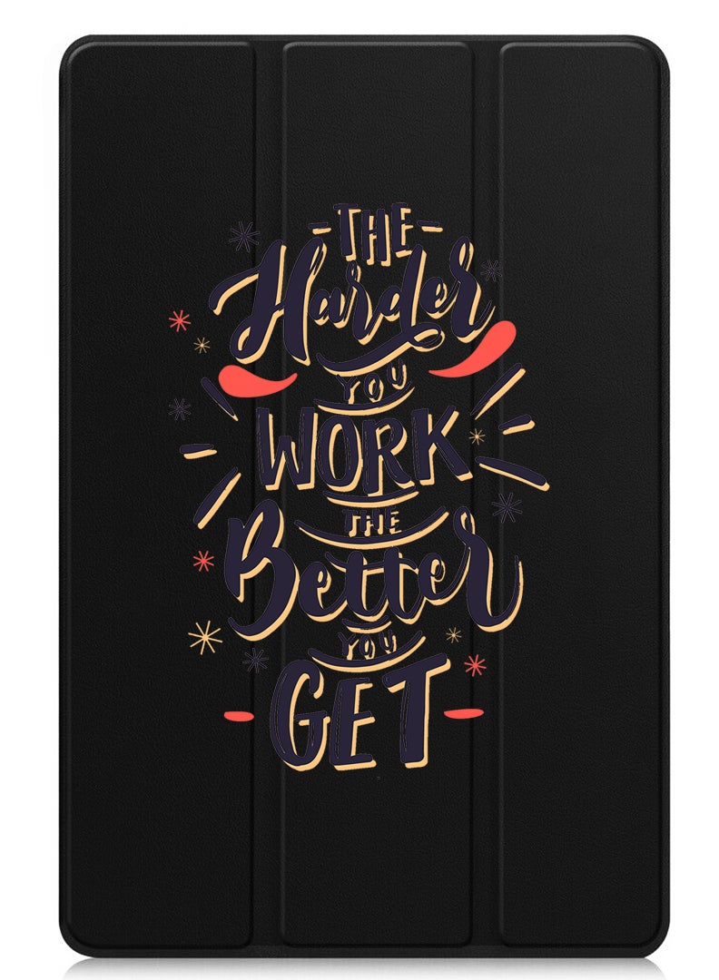 Theodor Protective Flip Case For OnePlus Pad 2 (2024) & OnePlus Pad Pro (2024) With Trifold Stand Auto Wake Sleep Shockproof Cover Harder you work Better you get - Image 1