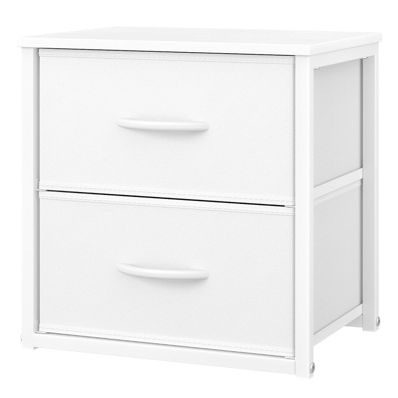 DAOUTIME Stackable Storage Drawers, White Closet Organizer with Wooden Top & Metal Frame, Closet Storage Drawers for Clothes, Freestanding or Stackable Dresser for Bedroom, Living Room, Under Bed - Image 1