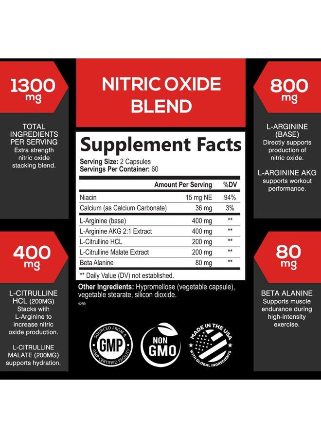 SilverOnyx Extra Strength Nitric Oxide Supplement 3X Strength L Arginine, Citrulline Malate, AAKG, Beta Alanine - Premium Muscle Supporting Nitric Booster - Natural Energy & Heart Health Support - 120 Capsules - Image 2