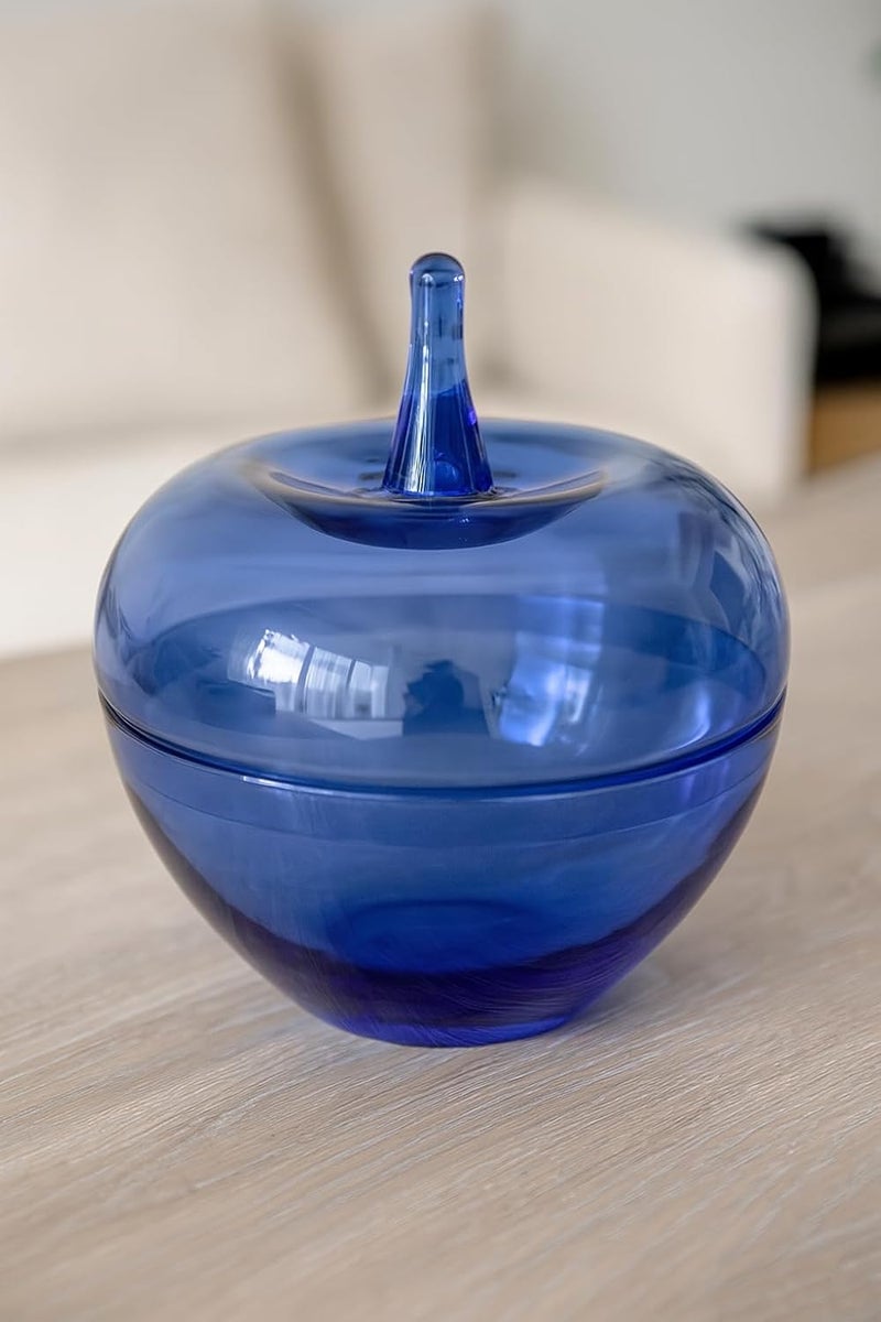 بي آند دي بي & دي برطمان تخزين زجاجي مع غطاء، شكل دمعة، تصميم زخرفي، سعة 500 مل، أزرق 15×12×15 سم - Image 2