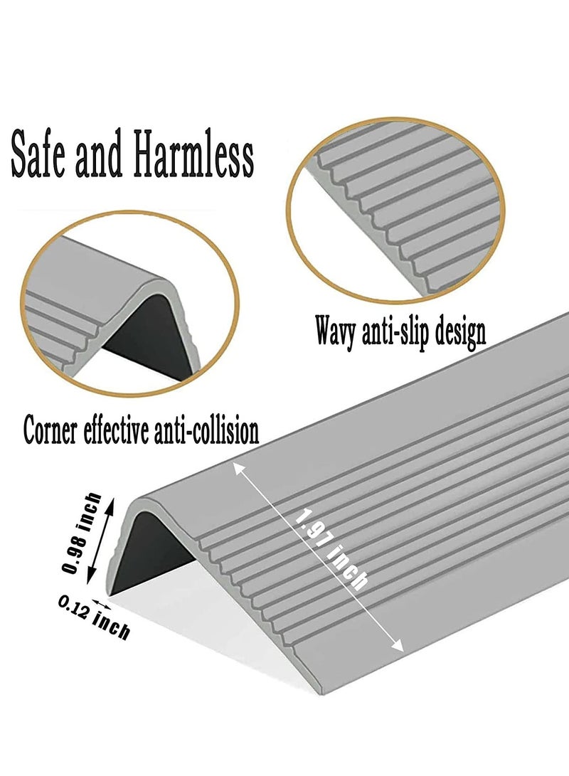 Stair Leading Edge Protector, Waterproof Anti-Slip Rubber Step Adhesive Edge Decorative Protection Strip for Home School Nursing Home Indoor and Outdoor Stair Steps Grey - Image 2