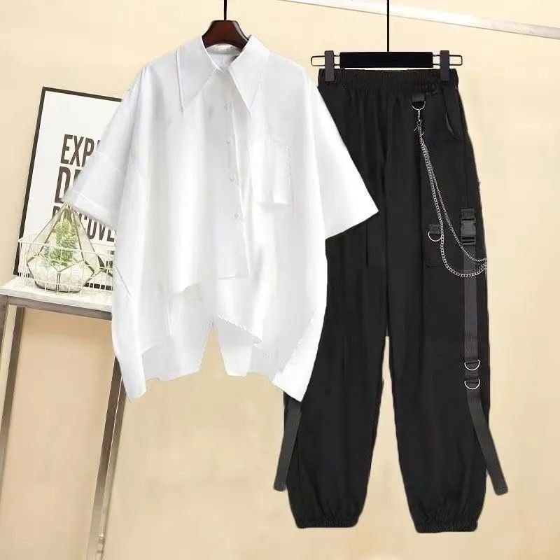 Suit Summer Korean Style Loose Design Casual Suit Short-Sleeved Shirt Handsome Overalls Two-Piece Set For Men And Women - Image 4
