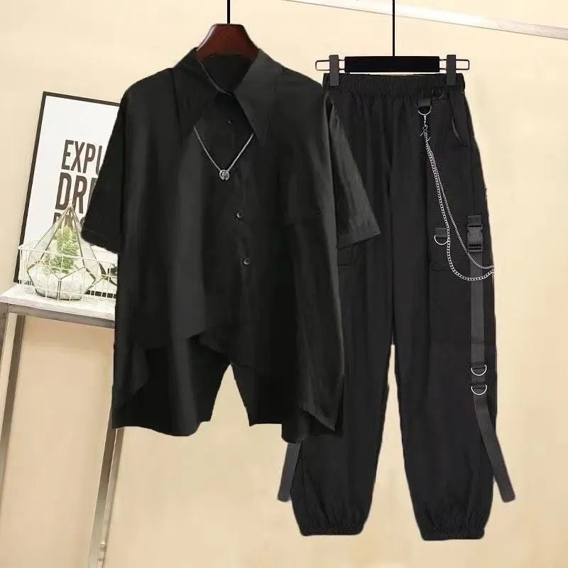 Suit Summer Korean Style Loose Design Casual Suit Short-Sleeved Shirt Handsome Overalls Two-Piece Set For Men And Women - Image 3