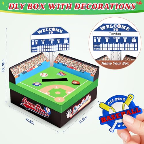 TooyBing Boys Baseball Valentines Day Boxes and Cards for Kids School, 33 Pack Valentines Day Gifts for Kids Classroom for Class Exchange Party Favor (1 Baseball Field Box, 32 Valentine Cards, 1 Teacher Card) - Image 4
