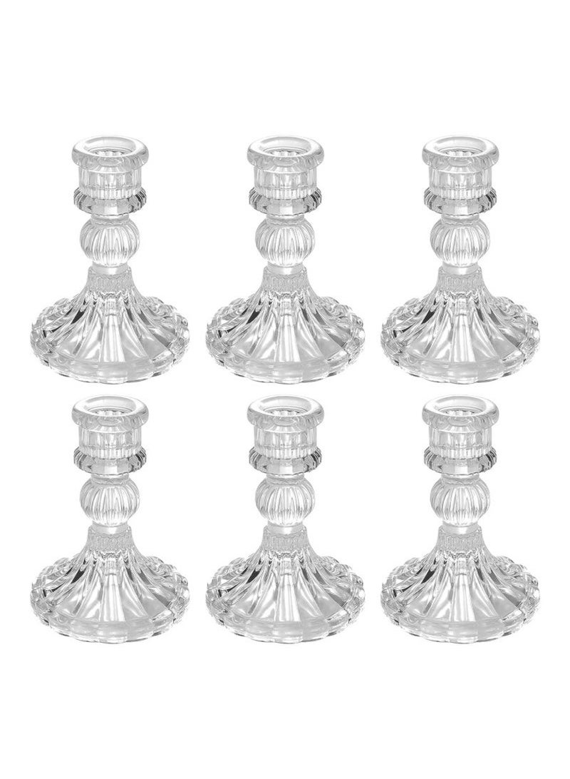 كيلا حاملات شموع زجاجية، حاملات شموع مدببة مقاس 4 بوصات، حاملات شموع زجاجية شفافة لحفلات الزفاف والمهرجانات وديكورات المهرجانات - Image 1