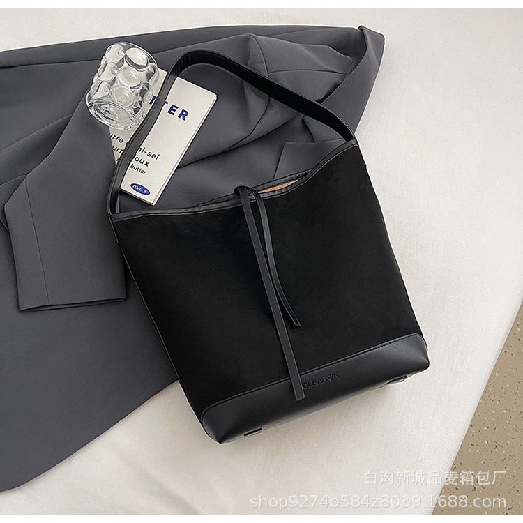 Korean Style Retro Tote Bag Large Capacity Shopping Bag Casual Lazy Style Colored Shoulder Commuter Bag - Image 1