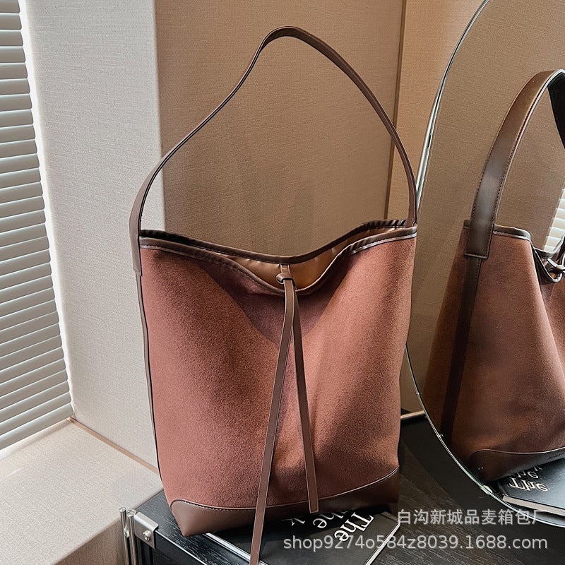 Korean Style Retro Tote Bag Large Capacity Shopping Bag Casual Lazy Style Colored Shoulder Commuter Bag - Image 4