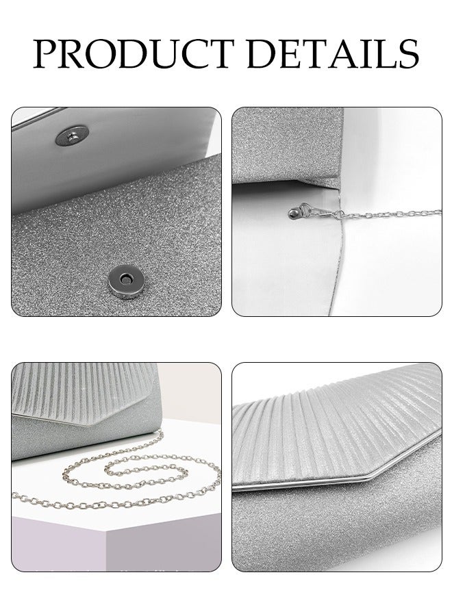 DUNISO Women Shiny Glitter Evening Clutch Bag Envelope Handbag Chain Purse Bag Crossbody Bag for Wedding Formal Cocktail Party - Image 3