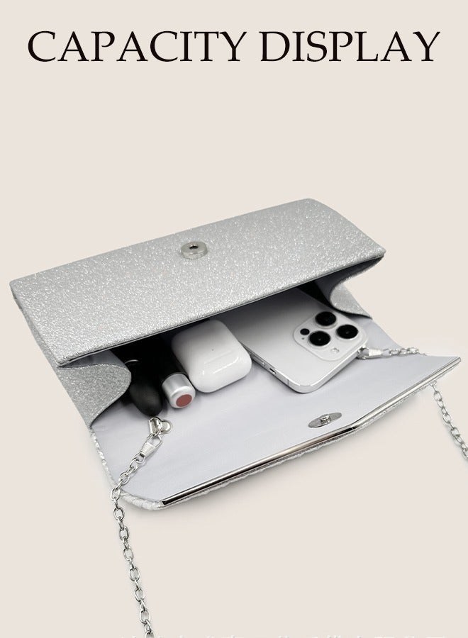 DUNISO Women Shiny Glitter Evening Clutch Bag Envelope Handbag Chain Purse Bag Crossbody Bag for Wedding Formal Cocktail Party - Image 4