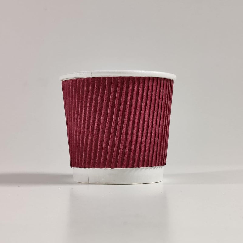 PARICOTTDisposable 100ml Ripple Paper Cup for Hot CoffeeTeaDrinks for Party 100mlMaroon Pack of 100pcs