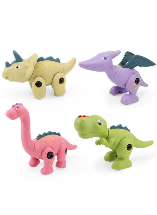 Removable Dinosaur Toy Assembly Combination Screw Children's Baby 2-3 Years Old 6 Smart Kids Girls Gift-Color:Large Disassembly Dinosaur Four Models (send Screwdriver) - Image 1