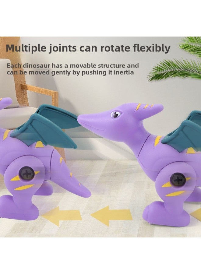 Removable Dinosaur Toy Assembly Combination Screw Children's Baby 2-3 Years Old 6 Smart Kids Girls Gift-Color:Large Disassembly Dinosaur Four Models (send Screwdriver) - Image 5