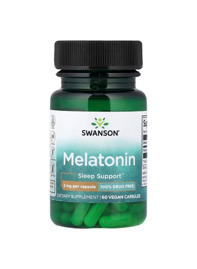 SWANSON Melatonin, 3 mg, 60 Capsules - Image 2