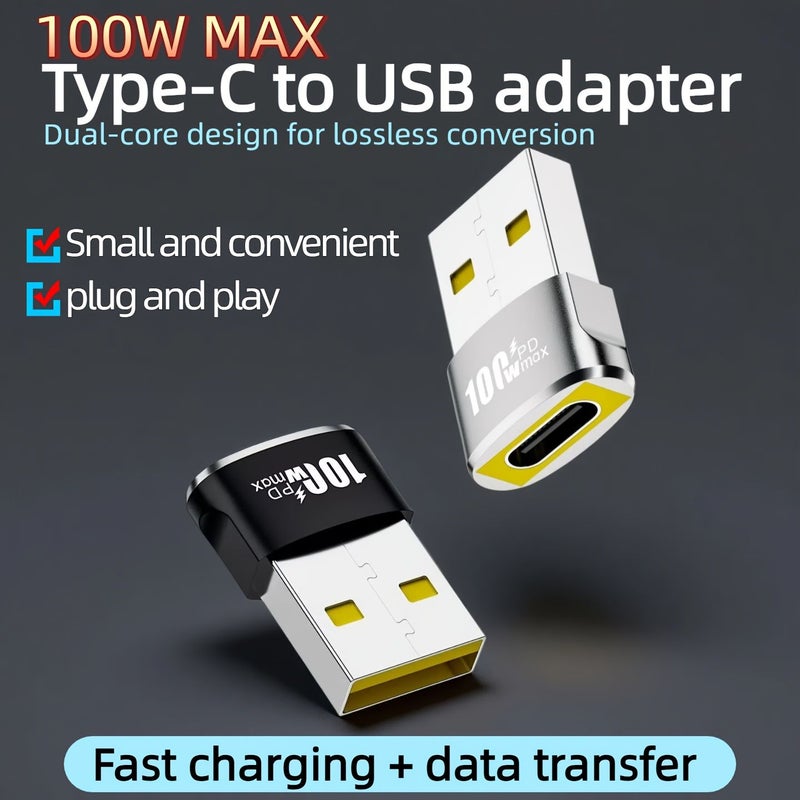 100W Max USB to USB C PD Type C Fast Charging Converter Dual Core Lossless Car Charger for Laptops Phones Tablets Silvery - Image 1