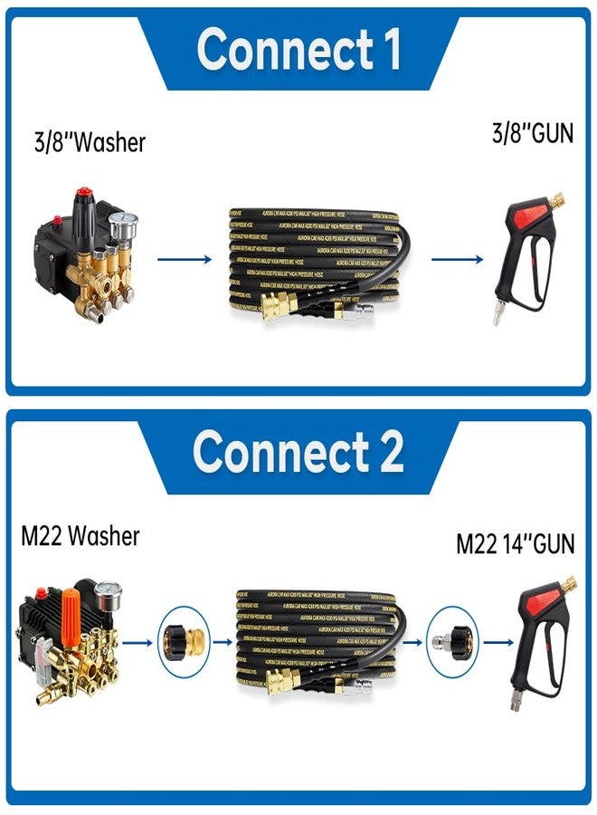 AURORA CAR Pressure Washer Hose 25FT with 3/8 Inch Quick Connect, Kink Resistant High Tensile Wire Braided, with 2 pcs M22 14mm Adapter Set, 4200 PSI Power Washer Hose - Image 4