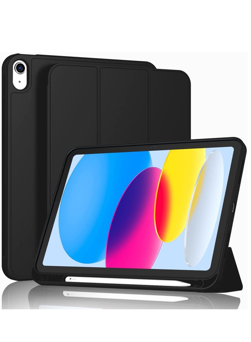 Mufaens New iPad Air 5th Generation Case 2022 iPad Air 4th Generation Case 2020 10.9 Inch with Pencil Holder Support Touch ID Trifold Stand Smart Case Black - Image 3