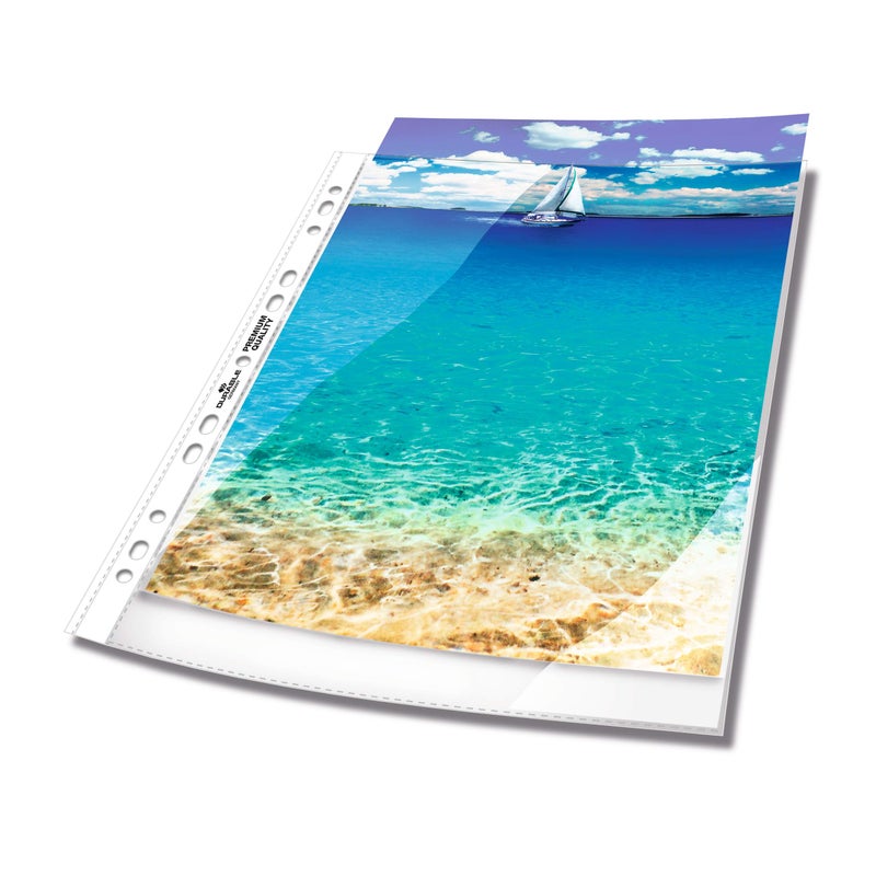 Durable Premium A4 Crystal Clear Pocket File – 100 Punched PP Sleeves 80µ | Reinforced Universal Holes, Top-Open Document Protector For Filing & Binders - Image 3