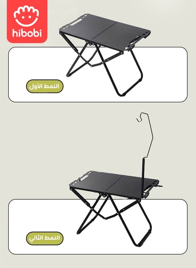 هيبوبي طاولة تخييم قابلة للطي ومحمولة، طاولة سفر مع حامل مصباح مجاني، تتحمل حتى 60 كجم، مثالية للنزهات، الشرفة، والتخييم في الهواء الطلق - Image 5