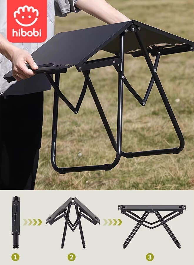 hibobi Portable Folding Camping Table with Lamp Stand and Storage Bag, Lightweight Outdoor Travel Table for Camping, Picnic, BBQ and Fishing - Image 3
