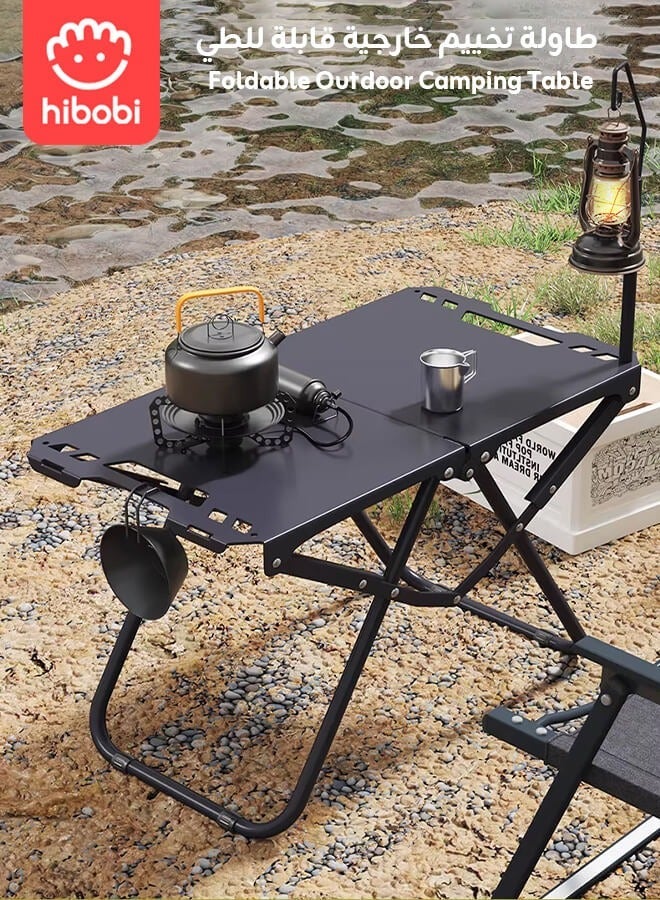 hibobi Portable Folding Camping Table with Lamp Stand and Storage Bag, Lightweight Outdoor Travel Table for Camping, Picnic, BBQ and Fishing - Image 2