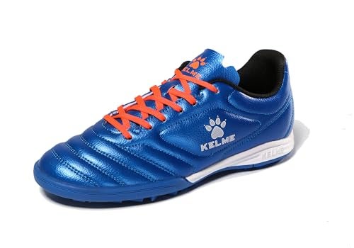 KELME Kids Indoor Soccer Shoes, Youth Futsal Turf Cleats, Boys Girls Football Baseball Softball Sneaker, Blue, Size 13 Little Kid - Image 1