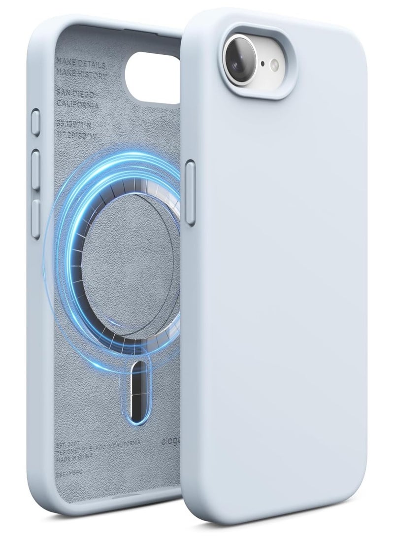 Elago Magnetic Liquid Silicone for iPhone 16E Case Cover Compatible with MagSafe Shockproof - Light Blue 