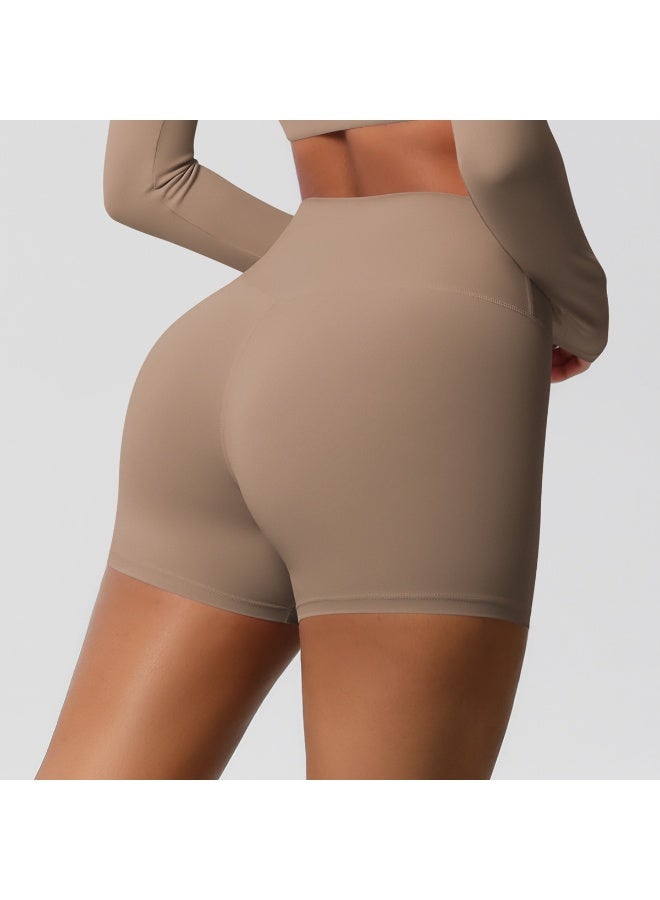 شورت يوغا نسائي بخصر مرتفع ورفع للمؤخرة، درزة داخلية 3 بوصات، بفرشاة مزدوجة للجري واللياقة البدنية - Image 1