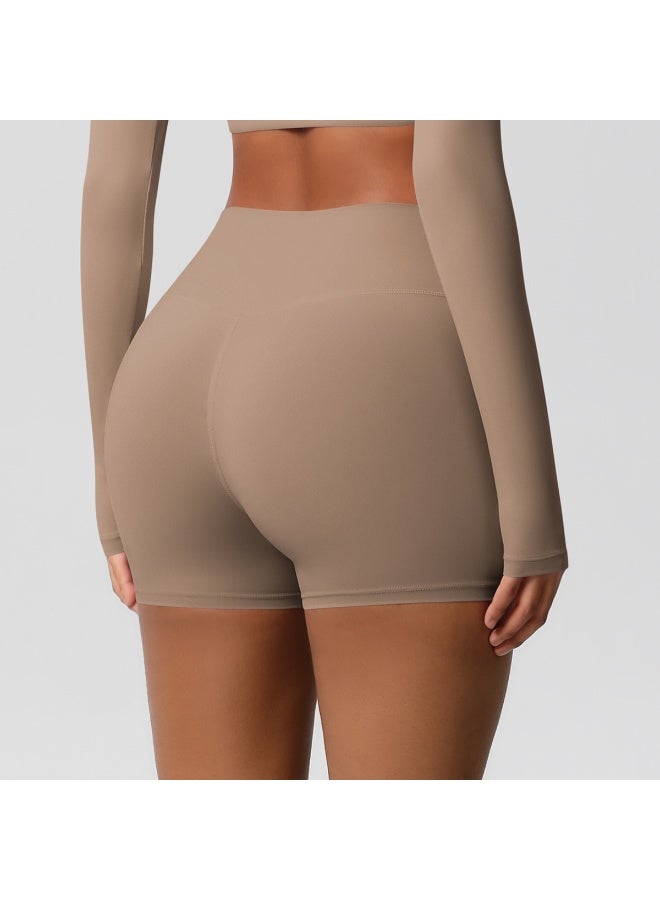 شورت يوغا نسائي بخصر مرتفع ورفع للمؤخرة، درزة داخلية 3 بوصات، بفرشاة مزدوجة للجري واللياقة البدنية - Image 2