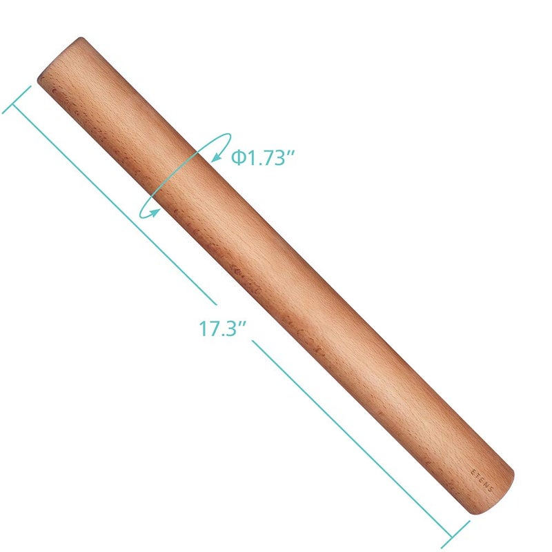 Etens Rolling Pin 17.3Inch, Professional Dowel Wood Rolling Pins for Baking Pasta Pizza Pie and Cookie, Wooden Dough Roller Pin (Straight Style, Large 1.73 Inch Diameter) - Image 3