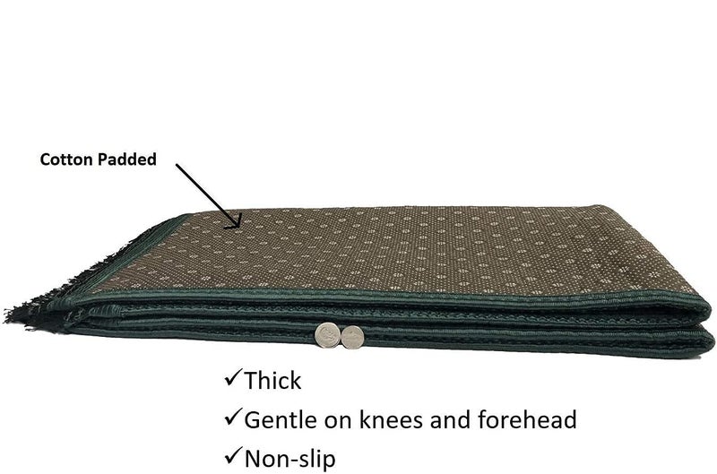 KETOSTICS® Velvet Prayer Mat 44x28 inch Musalla Janamaz for Namaz Muslim Brown (Dark Green) - Image 5