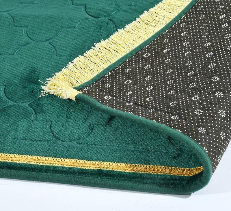 KETOSTICS® Velvet Prayer Mat 44x28 inch Musalla Janamaz for Namaz Muslim Brown (Dark Green) - Image 3