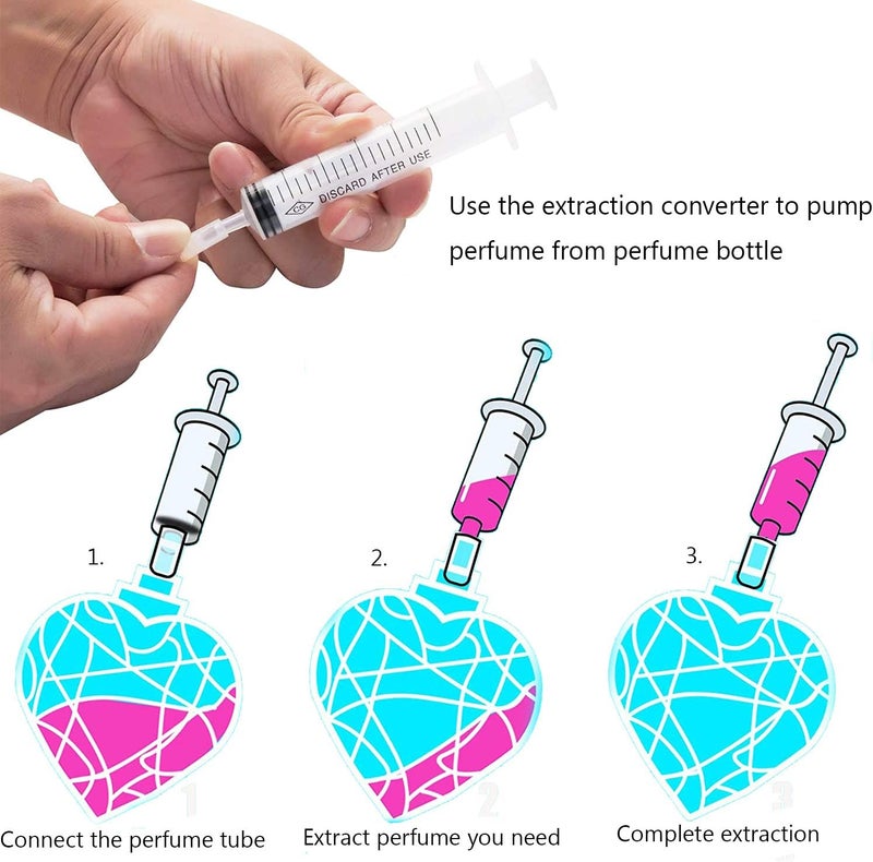 موب أدوات إعادة تعبئة العطور بحجم 10 مل من ، مجموعة موزع العطور مع أدوات محول لنقل العط��ر، أداة حقنة استخراج العطور البلاستيكية لإعادة تعبئة الكولونيا، مع 2 حقنة و4 محولات - Image 4
