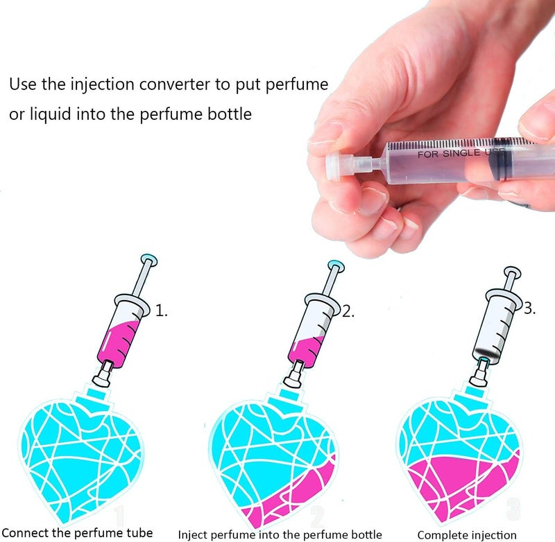 موب أدوات إعادة تعبئة العطور بحجم 10 مل من ، مجموعة موزع العطور مع أدوات محول لنقل العط��ر، أداة حقنة استخراج العطور البلاستيكية لإعادة تعبئة الكولونيا، مع 2 حقنة و4 محولات - Image 3
