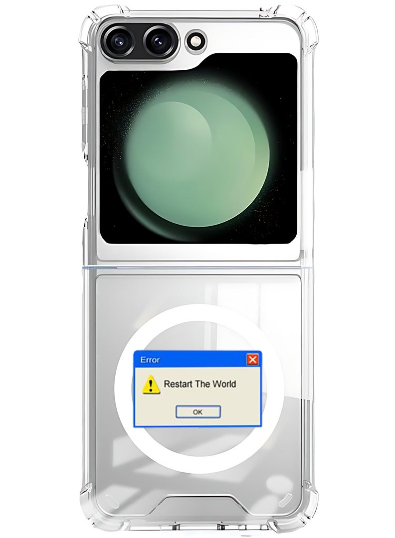 Theodor Magnetic Case for Samsung Galaxy Z Flip 6 Compatible with MagSafe Wireless Charging, Shockproof Phone Bumper Cover Restart the world - Image 1