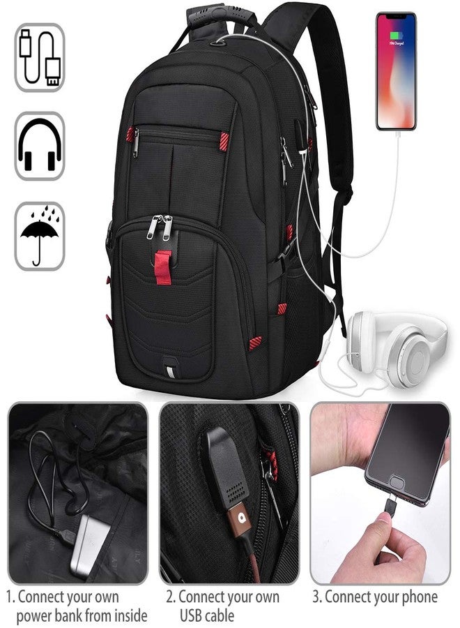 NUBILY Laptop Backpack 17 Inch Waterproof Extra Large TSA Travel Backpack Anti Theft College Business Mens Backpacks with USB Charging Port 17.3 Gaming Computer Backpack for Women Men Black 45L - Image 4