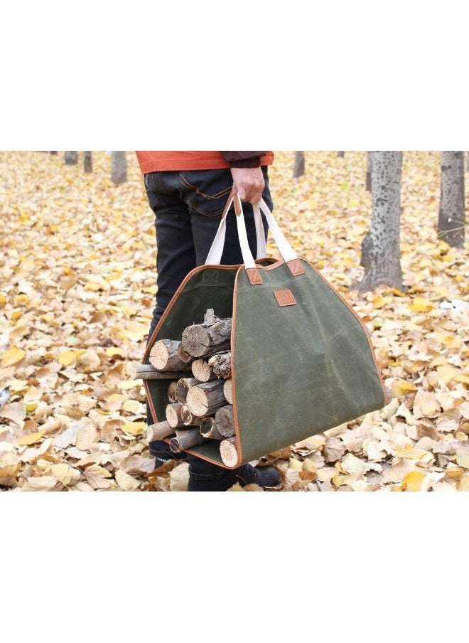 INNO STAGE - INNO STAGE Firewood Carrier - Waxed Canvas Wood Carrier for Firewood, Heavy Duty Log Carrier Bag As Wood Stove Accessories - Image 1