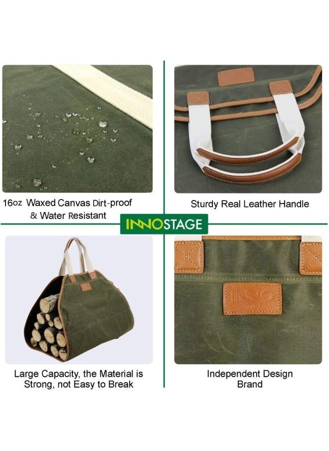 INNO STAGE - INNO STAGE Firewood Carrier - Waxed Canvas Wood Carrier for Firewood, Heavy Duty Log Carrier Bag As Wood Stove Accessories - Image 1