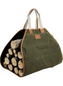 INNO STAGE Firewood Carrier - Waxed Canvas Wood Carrier for Firewood, Heavy Duty Log Carrier Bag As Wood Stove Accessories